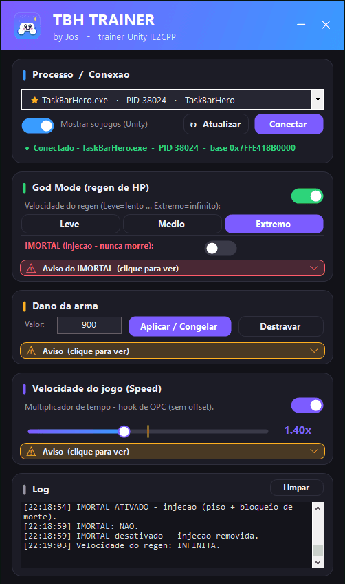Task Bar Hero (TBH) Hack Vida infinita + Dano infinito - Licença Vitalicia