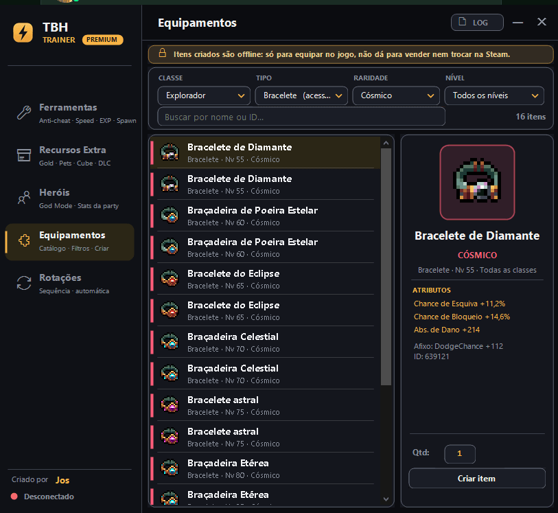 TBH Trainer Premium Vitalicia - Hack Vida Infinita, Ouro Infinito e os TODOS Itens de Task Bar hero FREE